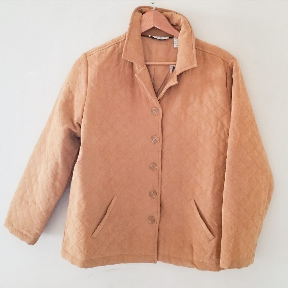 Lemon Grass Petite quilted jacket camel color